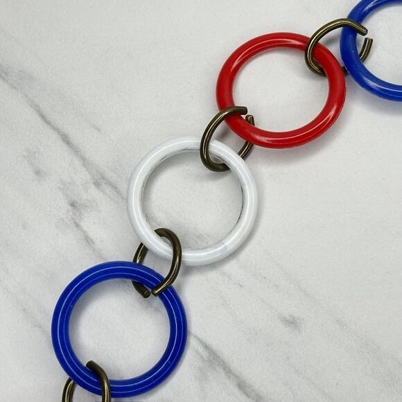 Vintage Red White Blue Chain Link Belt Size S/M Patriotic - Picture 7 of 10